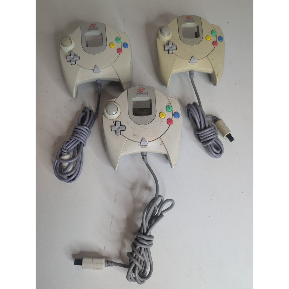 Sega Dreamcast Official White/Grey Controller HKT-7700 Lot Of 3 OEM